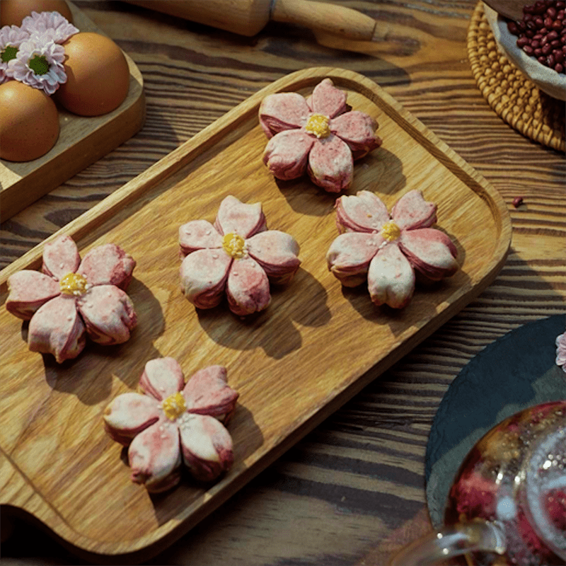 Step 7 Completion Multi-layer Peach Flower Cake with Red Bean Filling