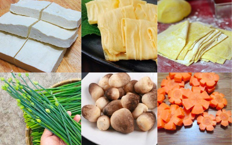 Ingredients for vegetarian wonton (soup)