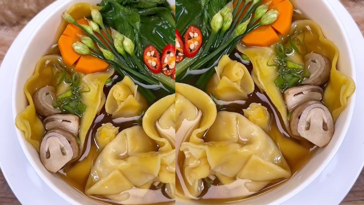 Wonton Soup (Recipe from the TikTok channel Vegetarian Kitchen XANH)