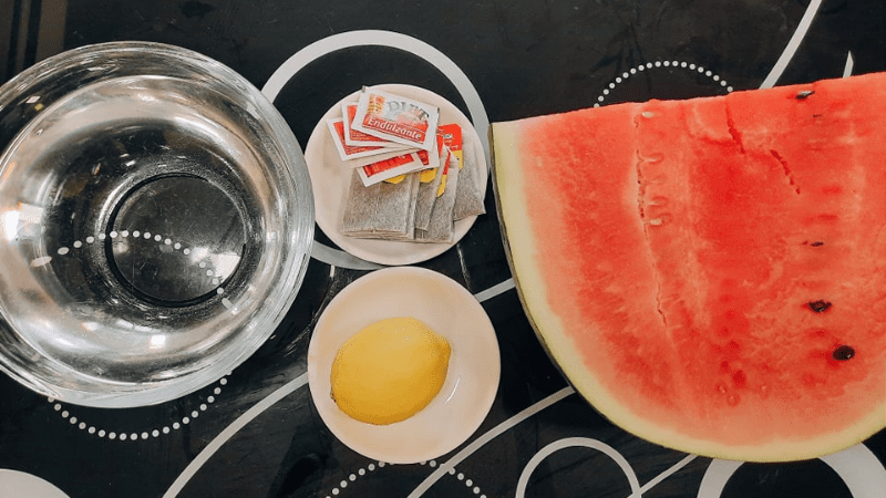 Ingredients for watermelon lemon black tea dish