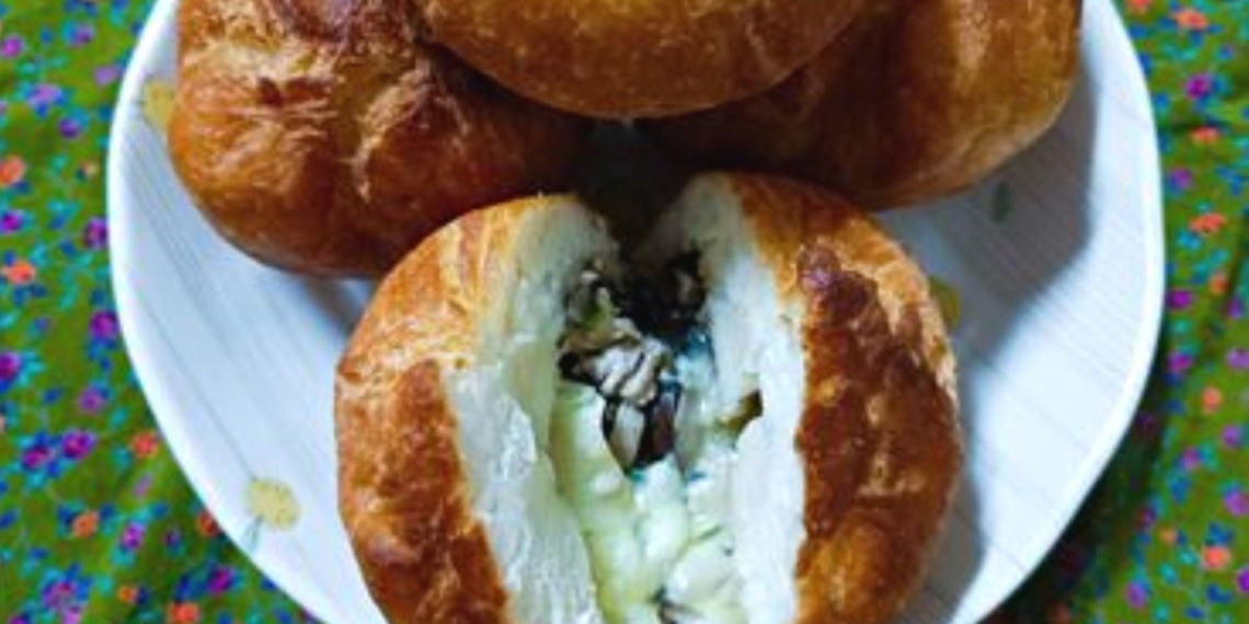 how to make fried bao bun filled with mushroom cheese using air fryer 17534