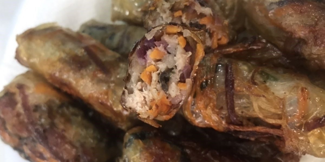 how to make pork spring rolls with purple sweet potato outside and fat inside 12151