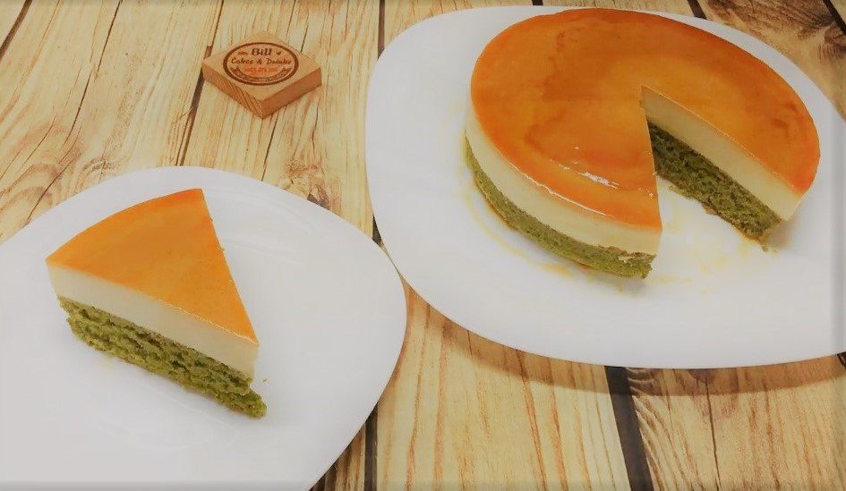 how to make simple green tea flan cake without need for oven 13451