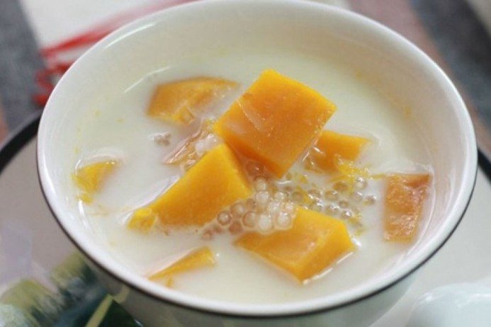 how to make sweet pumpkin che with fresh milk and glutinous rice flour 00356