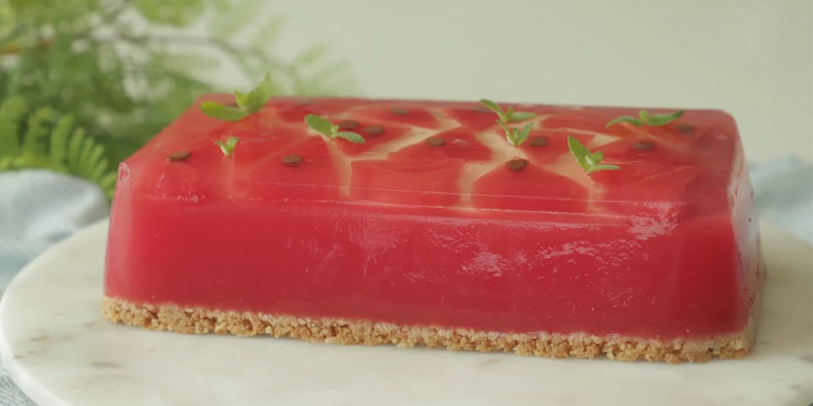 how to make watermelon jelly cheesecake simple and pretty for tet 06208