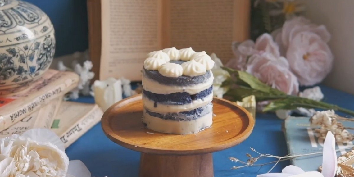 how to make yogurt cake with blue velvet flowers no need to bake 13738