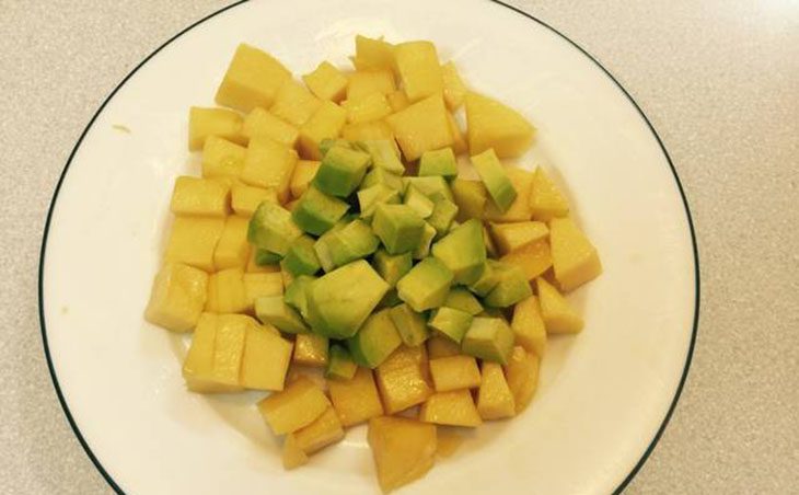 Step 1 Prepare ingredients for avocado salad with mango (or apple)