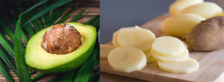 Ingredients for 3 types of avocado salad