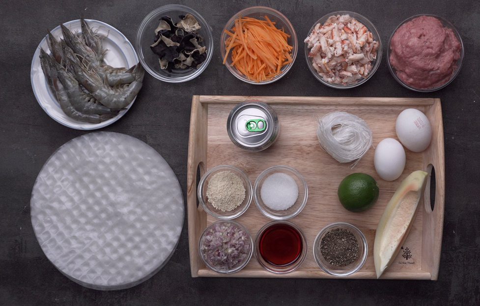 Ingredients for crab spring rolls