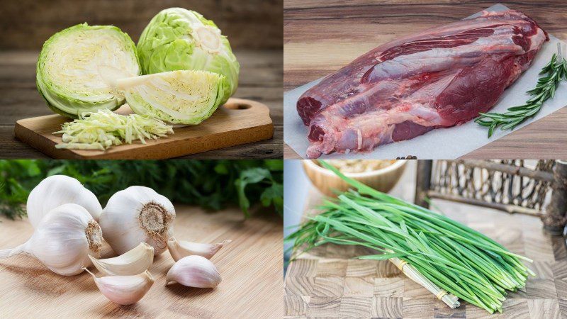 Ingredients for stir-fried cabbage with beef