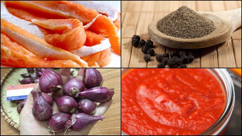 Ingredients for braised salmon belly dish