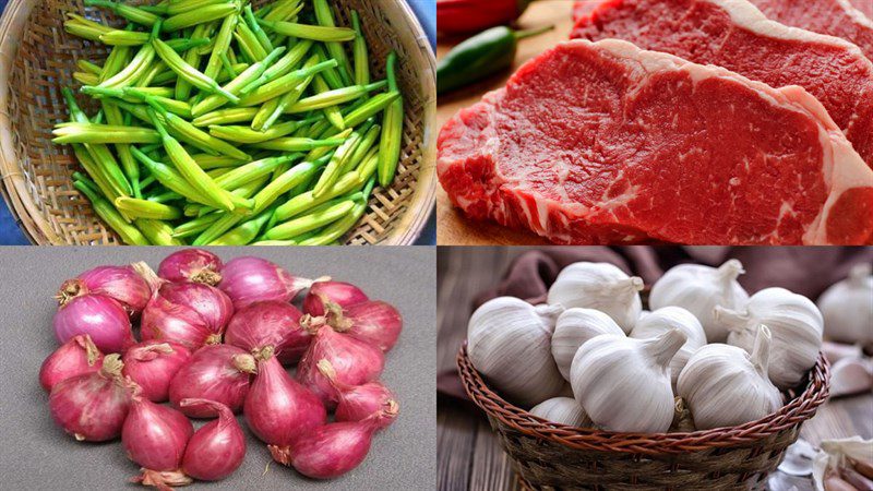 Ingredients for stir-fried golden mushrooms with beef