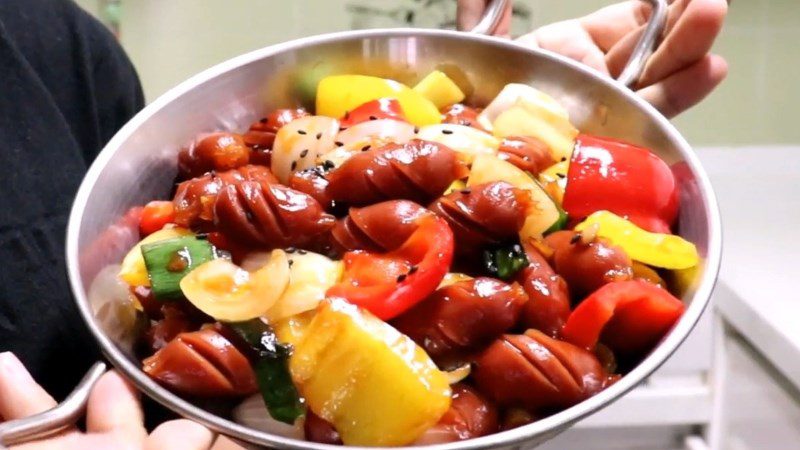 Korean stir-fried sausage and vegetables