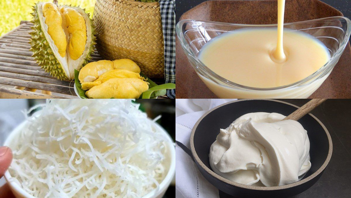 Ingredients for durian coconut milk ice cream