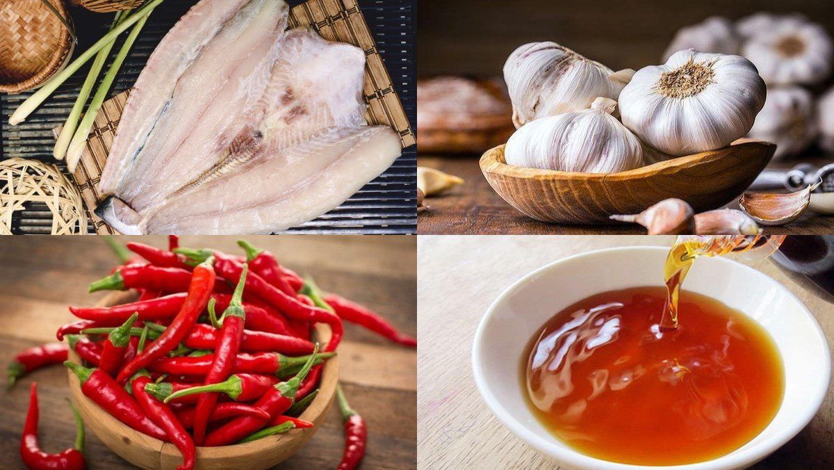 Ingredients for the dish dried fish stir-fried with garlic and chili