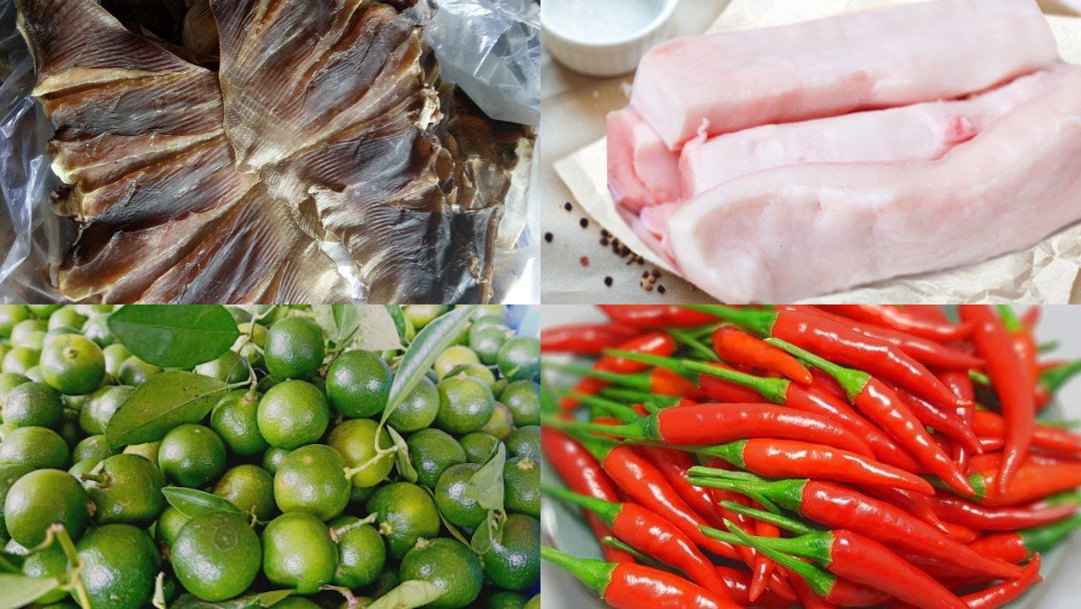 Ingredients for the dish of dried fish with garlic and chili