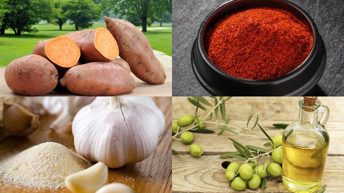 Ingredients for the dish 2 ways to make sweet potato fries using an air fryer