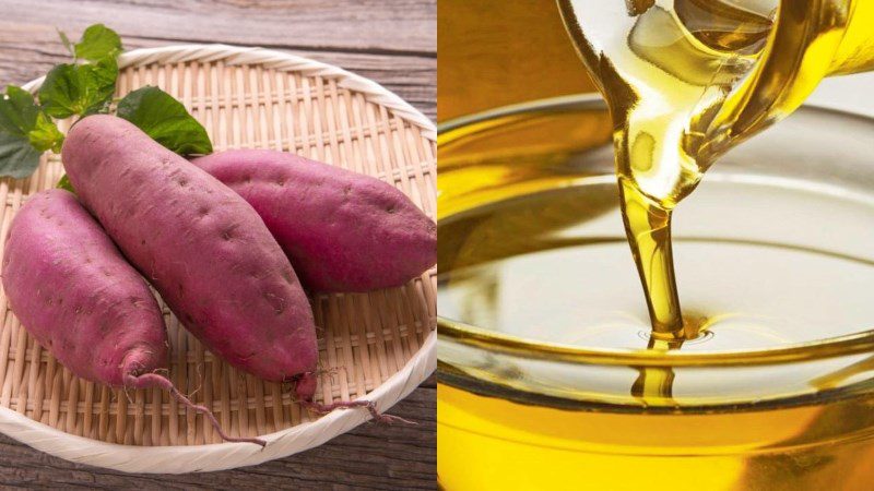 Ingredients for the dish 2 methods of making fried sweet potatoes using an air fryer