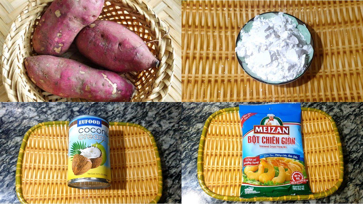 Ingredients for sweet potato balls dish