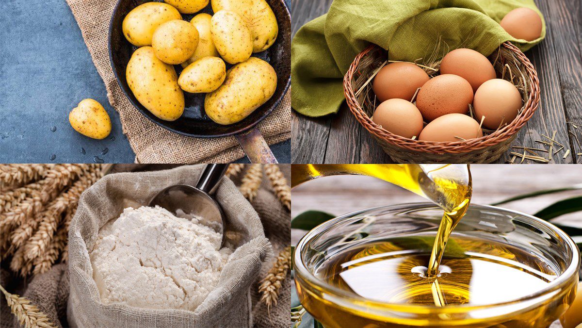 Ingredients for the dish of stir-fried potatoes with eggs