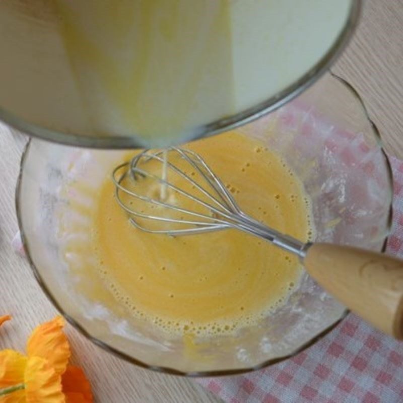 Step 4 Stirring the mixture on the stove Vanilla soufflé egg