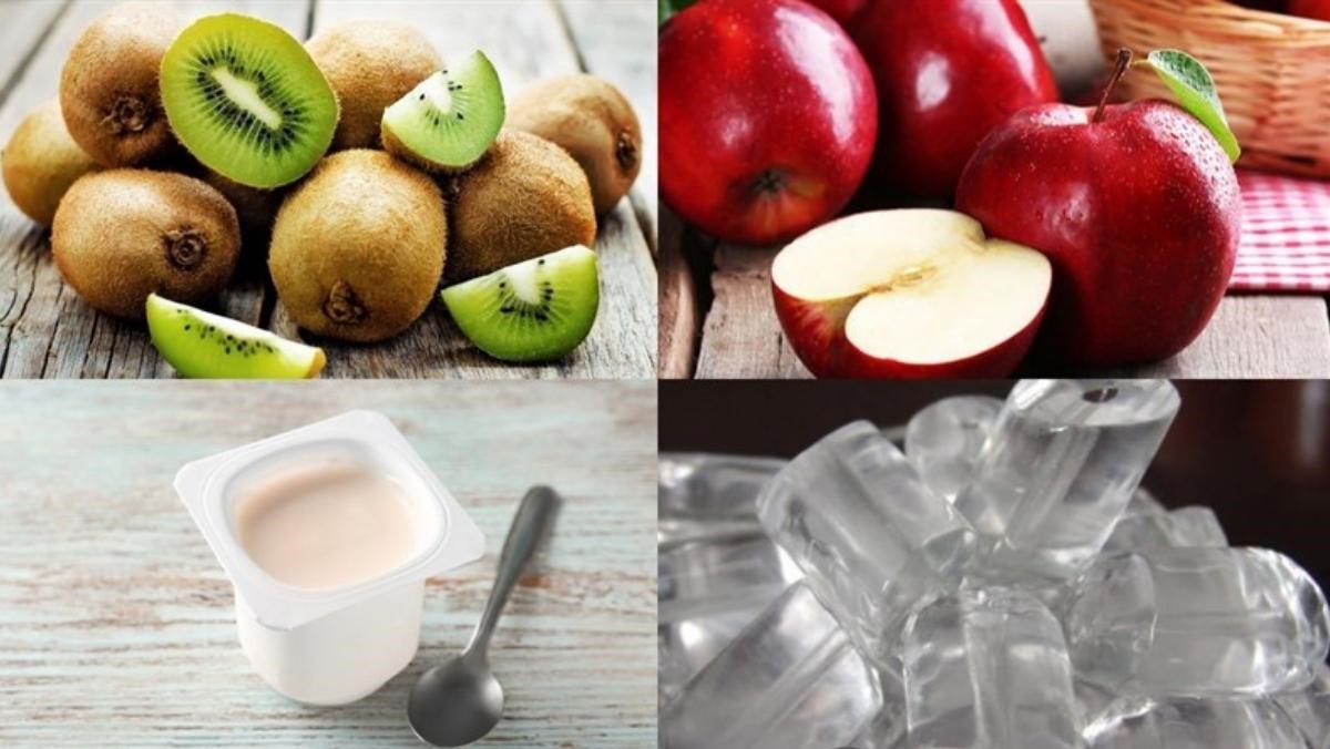 Ingredients for kiwi with yogurt and apple