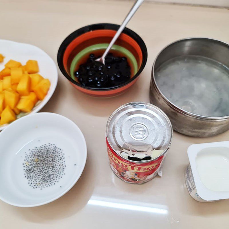 Step 3 Make the mango mix Mango with condensed milk