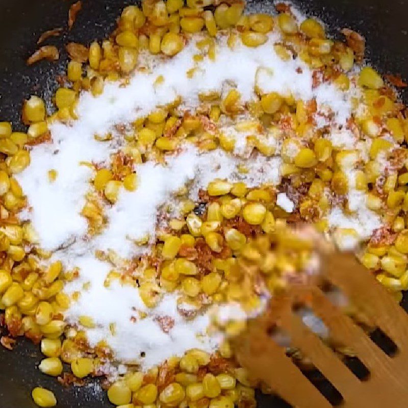 Step 3 Making salted egg corn stir-fry Salted egg corn stir-fry