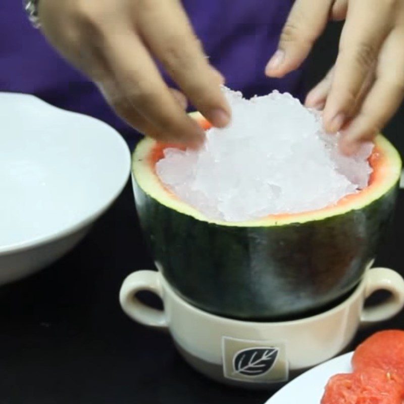 Step 3 Make watermelon bingsu Bingsu watermelon milk