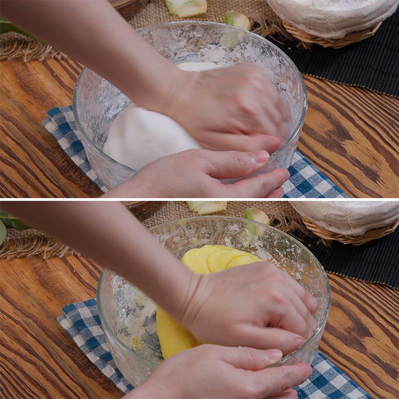 Step 1 Make the dough for rose dumplings
