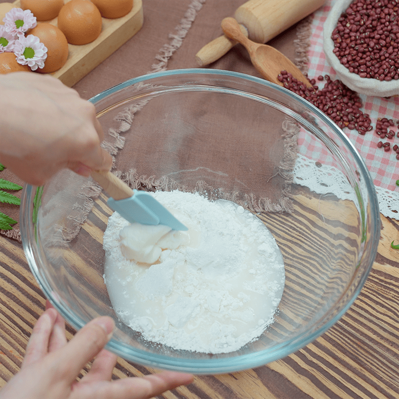 Step 1 Make Water Dough Layered Peach Blossom Cake with Red Bean Filling