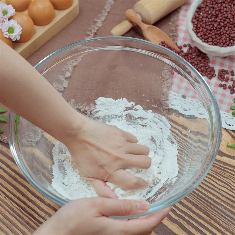 Step 1 Make Water Dough Layered Peach Blossom Cake with Red Bean Filling