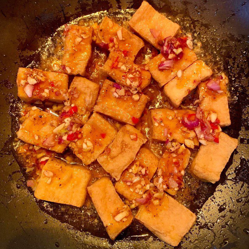 Step 3 Making tofu braised in fish sauce Braised tofu in fish sauce