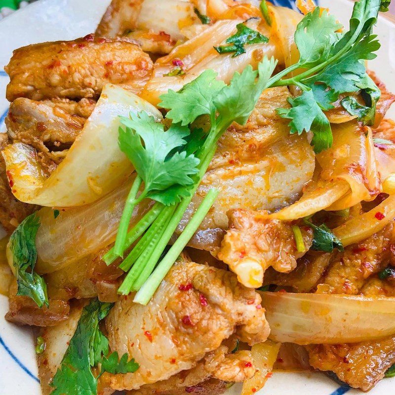 Step 4 Final Product Pork stir-fried with kimchi