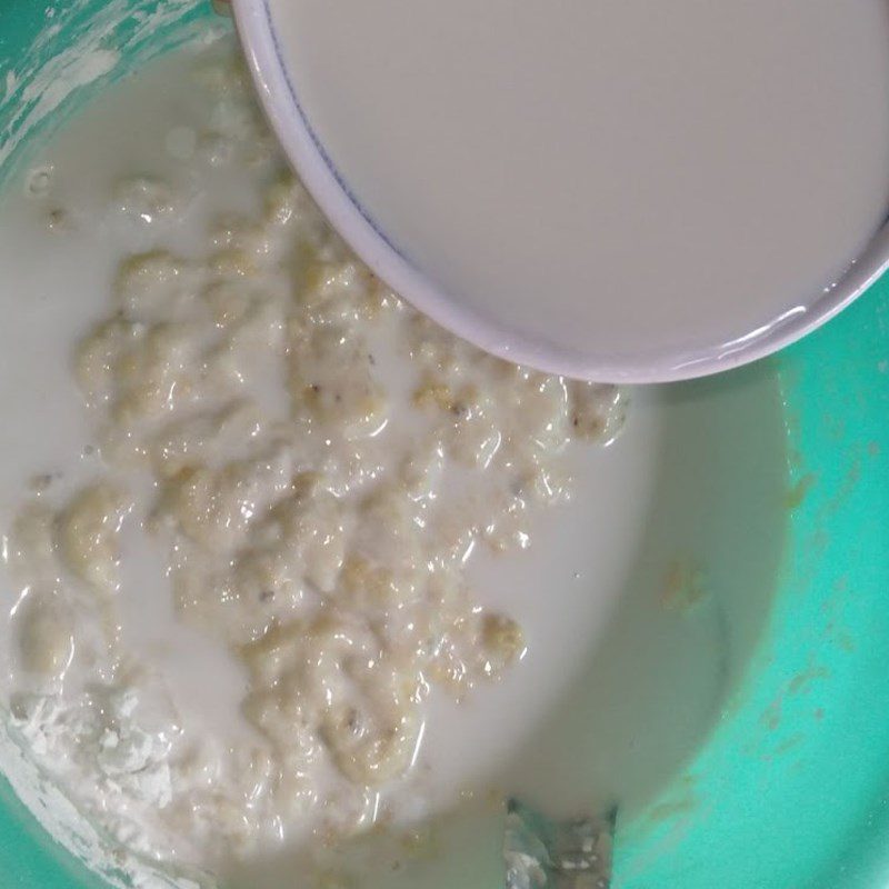 Step 2 Make the soft dough layer for Steamed Banana Cake with Coconut Milk using Tapioca Flour and Rice Flour