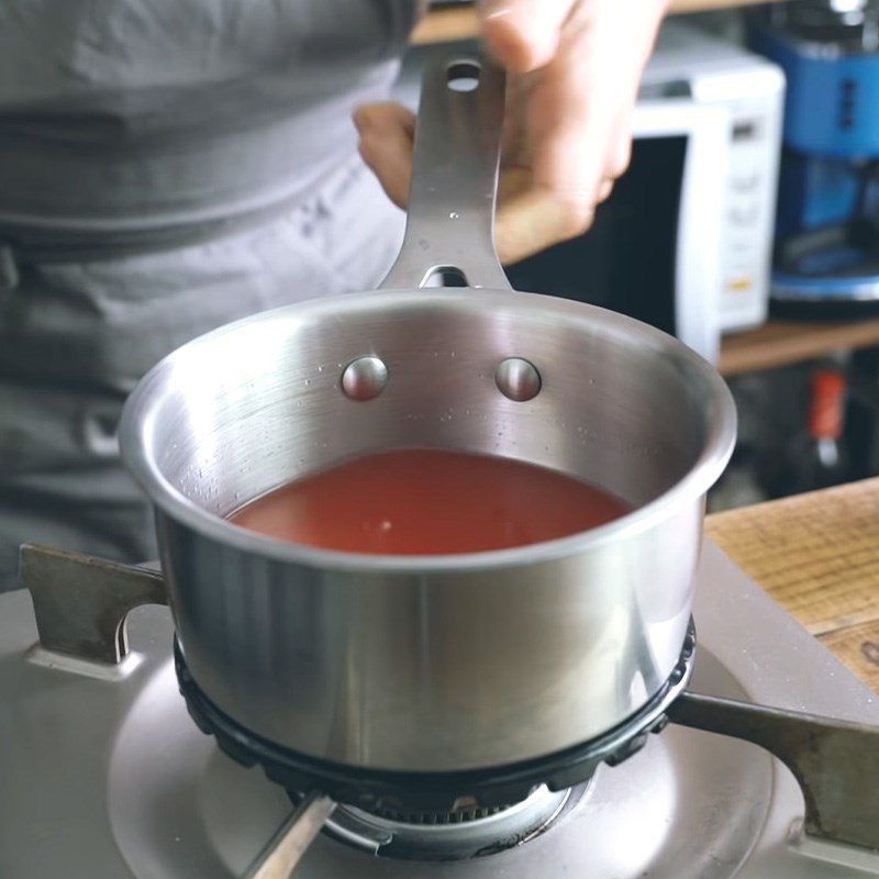 Step 10 Make the watermelon mousse layer Watermelon mousse cake