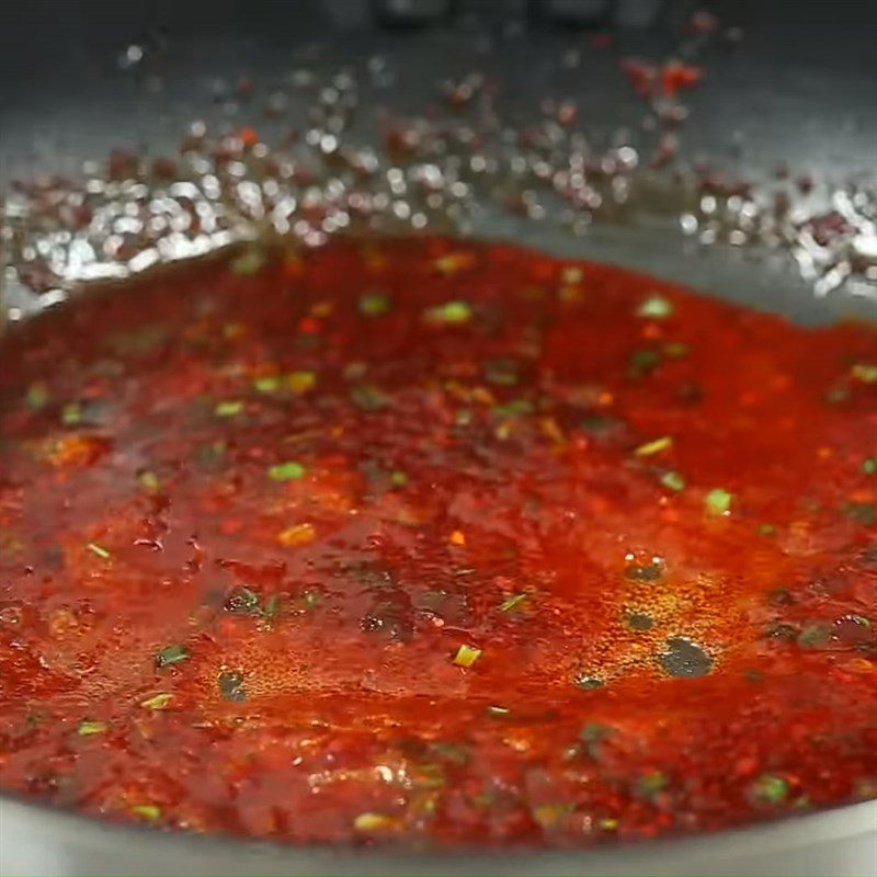 Step 1 Make chili sauce for Crispy Rice with Pork Floss