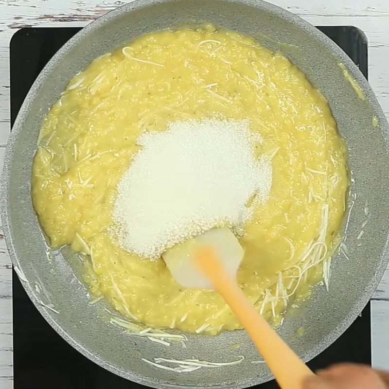 Step 1 Make the coconut green bean filling for Green Bean Cake