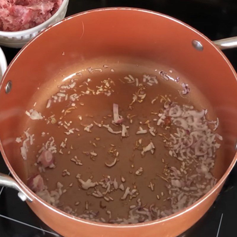 Step 3 Making minced meat dipping sauce Central Vietnamese pancake