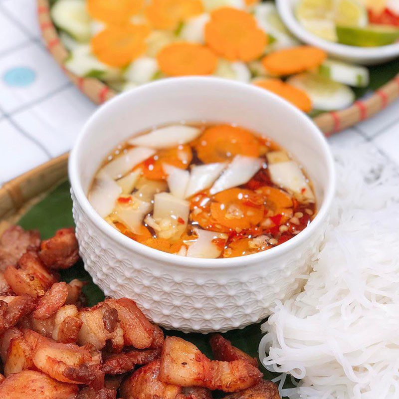 Step 3 Making the dipping sauce and pickled vegetables Chả Bún Chả with an air fryer