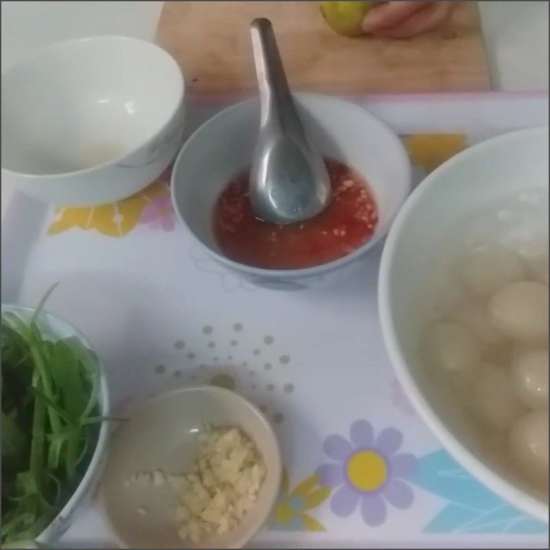 Step 3 Making the salad dressing Shrimp and Rambutan Salad