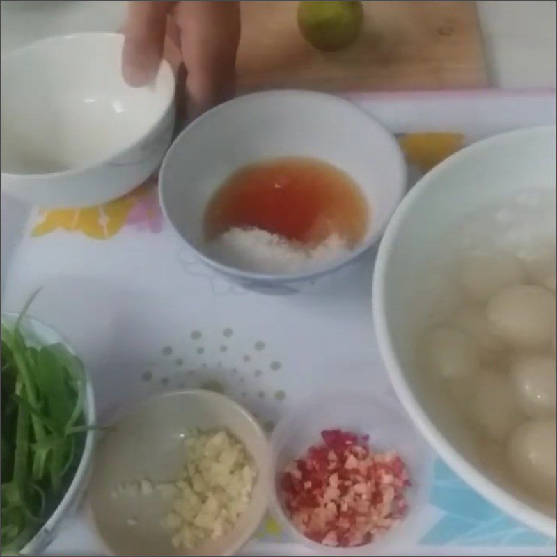 Step 3 Making the salad dressing Shrimp and Rambutan Salad