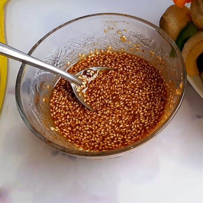 Step 3 Making grilled sauce and marinating vegetables Vietnamese-style skewers