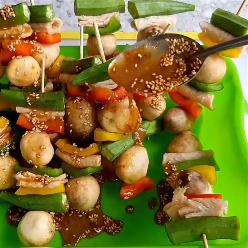 Step 3 Making grilled sauce and marinating vegetables Vietnamese-style skewers