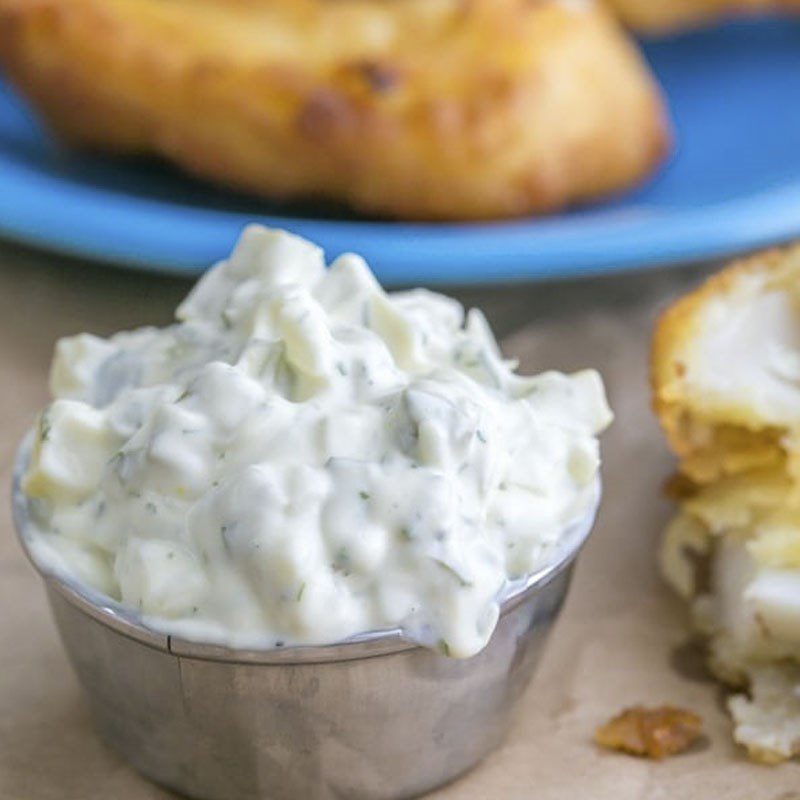 Step 7 Make tartar sauce for salmon bell pepper cake