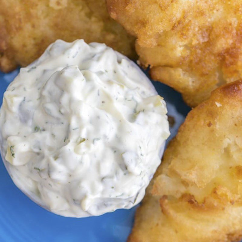 Step 7 Make tartar sauce for salmon bell pepper cake