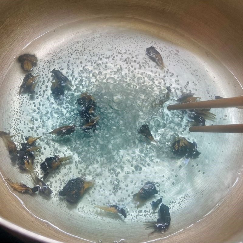 Step 2 Making butterfly pea pearls Butterfly pea pearl tofu