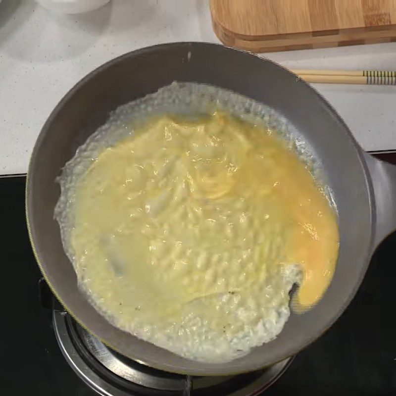 Step 2 Making the eggs for cauliflower soup with fish balls