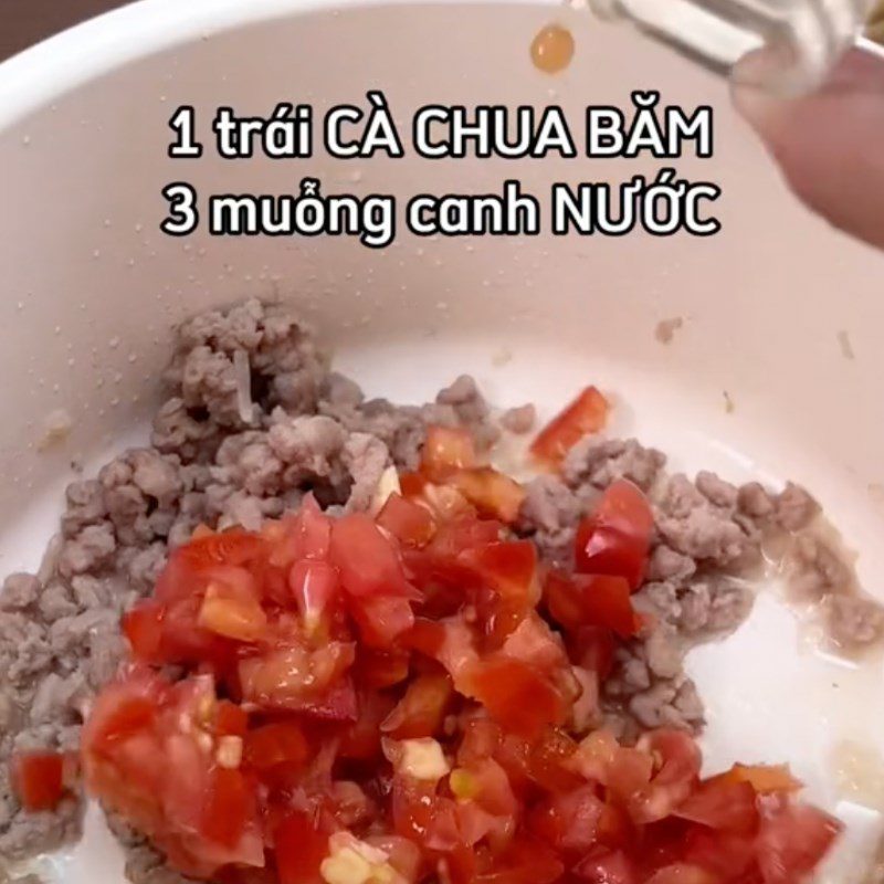 Step 2 Making minced meat tomato sauce Steamed Eggs with Tomato Sauce (Recipe from TikTok channel Cooking with TasteVN)