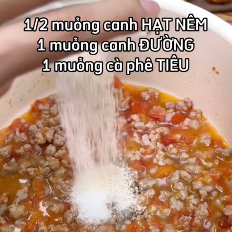 Step 2 Making minced meat tomato sauce Steamed Eggs with Tomato Sauce (Recipe from TikTok channel Cooking with TasteVN)